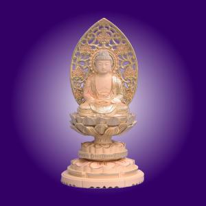 木彫仏像/鬼子母神（訶梨帝母）立像身丈3寸桧木淡彩色 : トモエの木彫