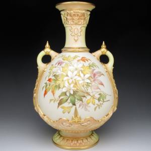 ノリタケ オールドノリタケ 金盛り薔薇絵 花瓶 22cm : アンティーク