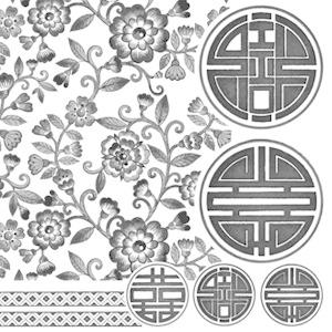 ポーセラーツ 転写紙 花柄 CHINOISERIE (シノワズリ・ブラック