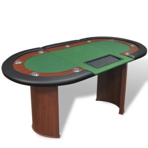vidaXL 10人用ポーカーテーブル ディーラーエリア＆チップトレイ付き