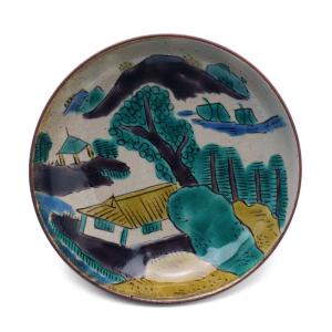 唐津焼：絵唐津五寸五分皿・鳥文・中村恵子《中皿・16.5cm》 : 和食器