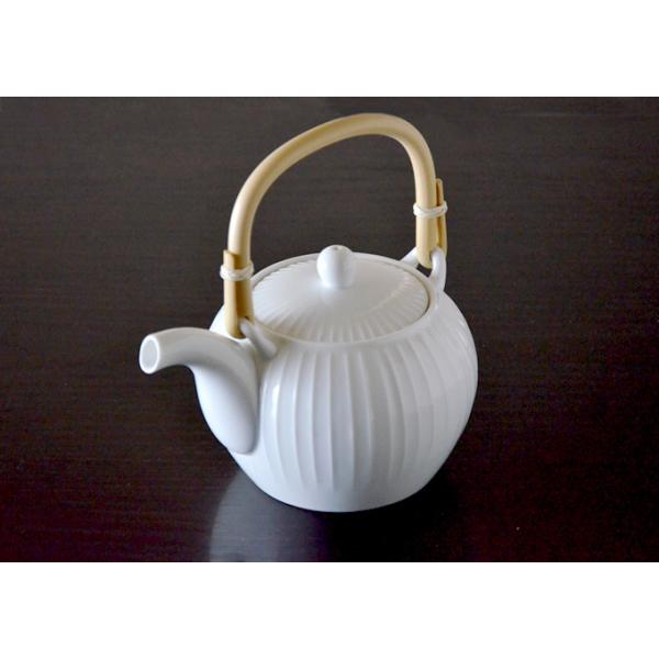 土瓶 おしゃれ 白山陶器 白磁立筋 波佐見焼 ティーポット ポット 磁器