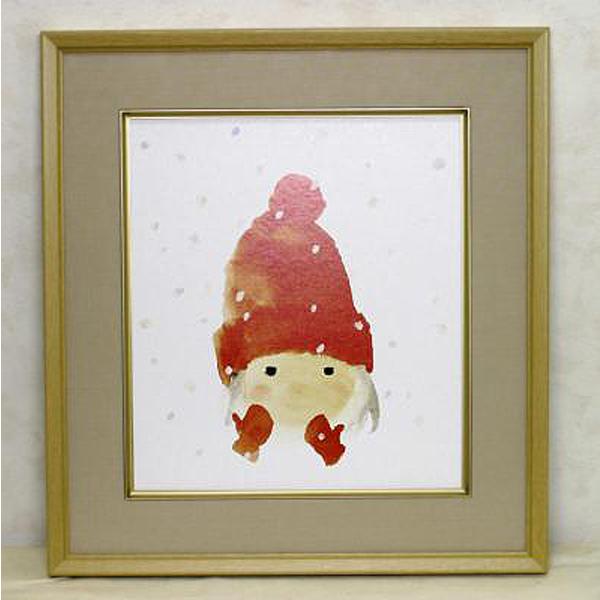 絵画 いわさきちひろ 赤い毛糸帽の少女 額 児童画 色紙 送料無料
