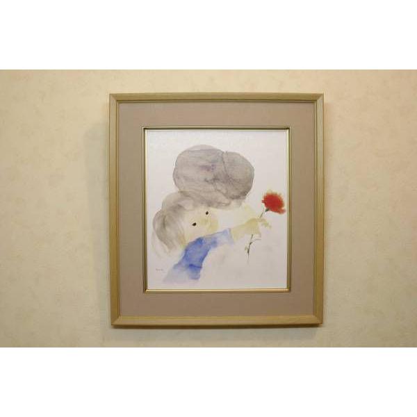 絵画 いわさきちひろ 「母の日」 額 児童画 色紙 送料無料 : 古都-京都