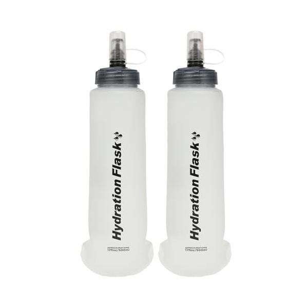 Azarxis ソフトフラスク ランニング ボトル 水筒 500ml 折りたたみ