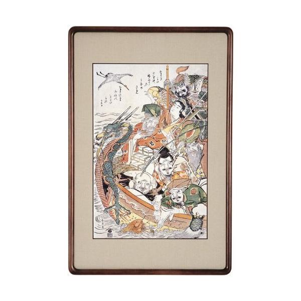 工芸額 七福神宝船図 /葛飾北斎 筆 : 京都からの逸品 アート和風館