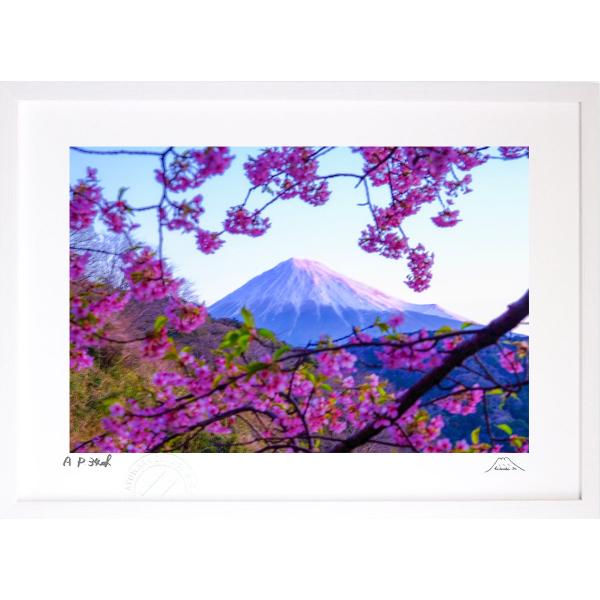 版画 絵画 富士山 梅の額縁 インテリア 壁掛け 額入り 風景画 油絵