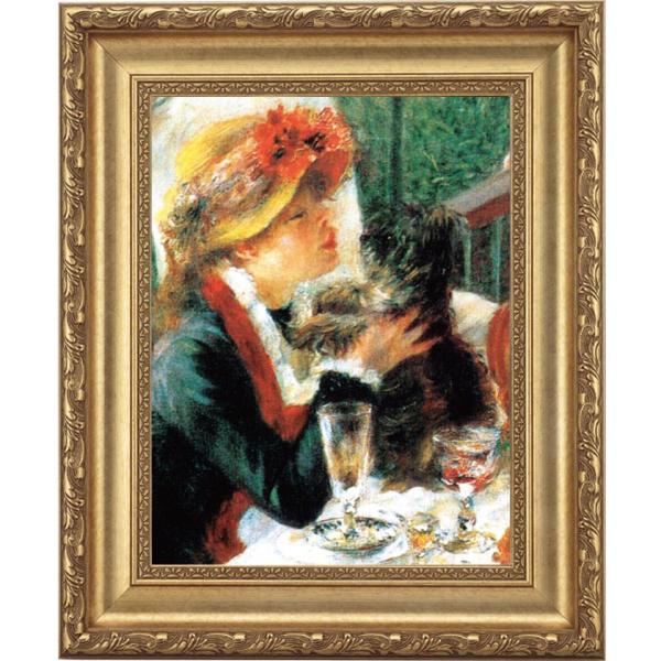 絵画額付 ( 白 ) 油絵F4-030119 子猫（子犬）と女の子