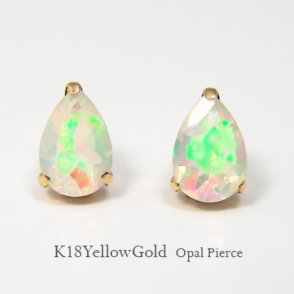 オパール ピアス 18k K18YG 18金 エチオピア産 イエロー ゴールド