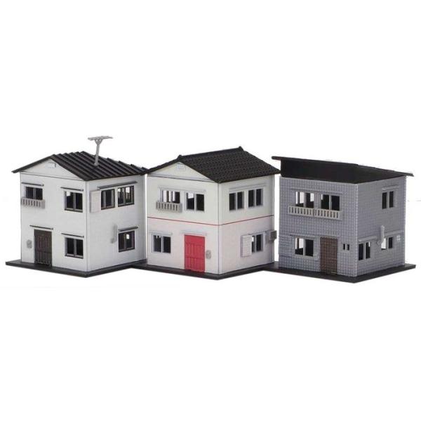 Nゲージ 着色済み 住宅セットA 3棟入り 鉄道模型 ジオラマ