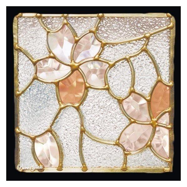ステンドグラス (SH-D26) 一部鏡面ガラス 200×200×18mm デザイン 桜