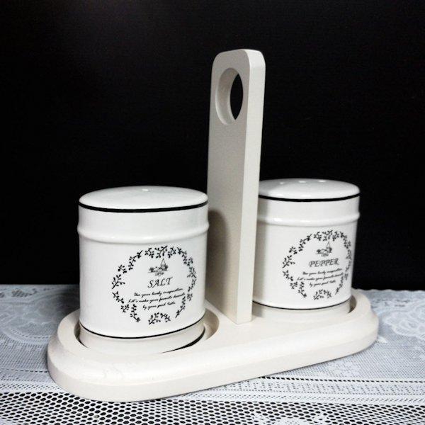 アンティーク調 Cantine ソルト＆ペッパーセット◇陶器◇塩 胡椒