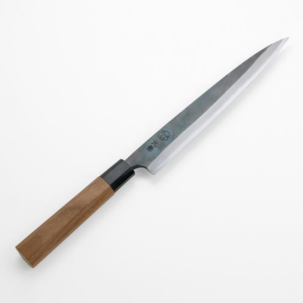 刺身包丁 柳刃包丁 210mm 両刃 鍛造 黒打 元兼 青紙1号 : ほんまもん