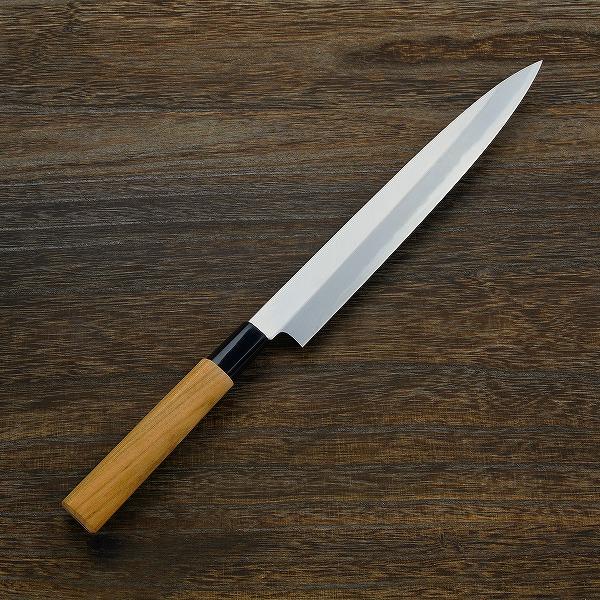 名入れ無料 柳刃包丁 片刃 240mm 青紙2号 桜柄 一般家庭向け 日本製