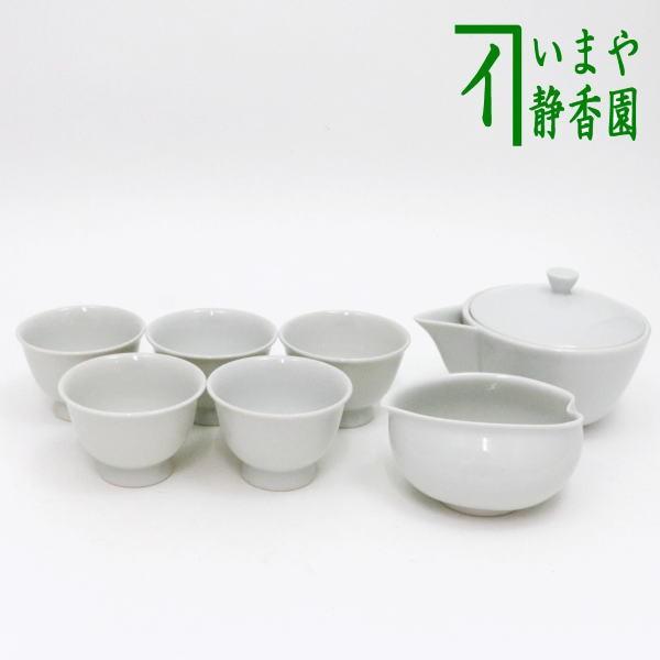 煎茶道具 煎茶器セット 京焼き 白磁 高野昭阿弥作 湯のみ5客 宝瓶 急須