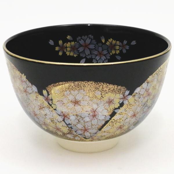 茶道具 抹茶茶碗 黒仁清 吉野桜 吉野山 加藤郷山作 茶道 : 茶道具