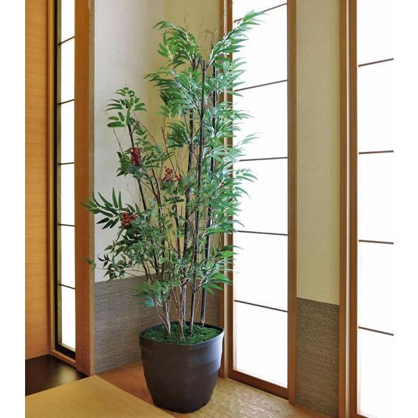 和風 人工観葉植物 大型 フェイクグリーン 光触媒 観葉植物 黒竹＆南天