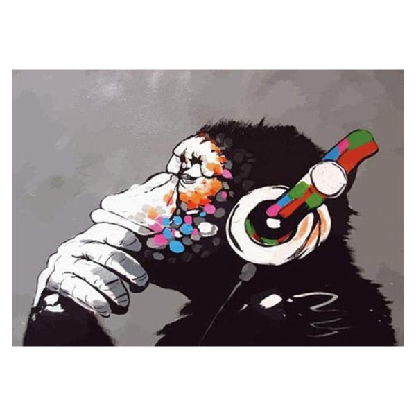 Banksy バンクシー モンキーヘッドフォン 猿 ポスター 選べる2サイズ