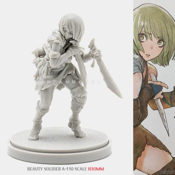 女神シリーズ 1/48 女剣士 女戦士 双剣 レジン フィギュア 美少女