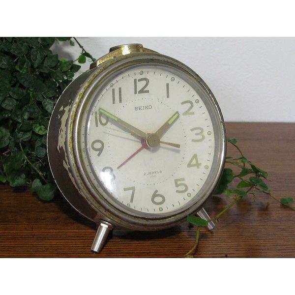 アンティーク 昭和レトロ SEIKO セイコー 2JEWELS 手巻置時計 : SK
