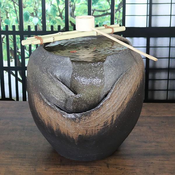 信楽焼 つくばい 水音 電動ツクバイ響 循環式 陶器ツクバイ 蹲 水琴窟