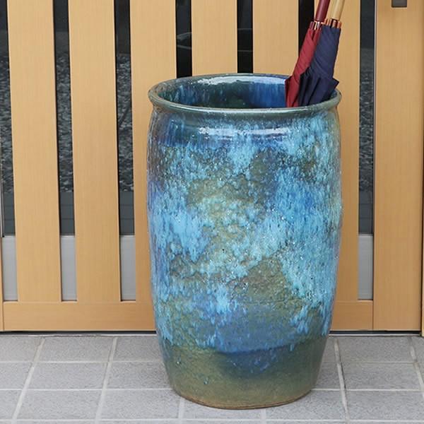 傘立て 陶器 おしゃれ 信楽焼 かさたて 和風 傘入れ モダン 青 玄関