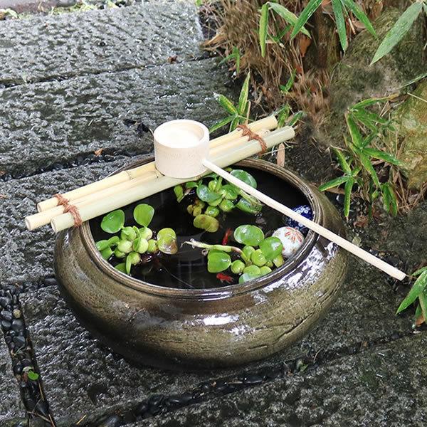 信楽焼 つくばい 竹付つくばい 金魚鉢 メダカ鉢 陶器 ツクバイ 蹲 手