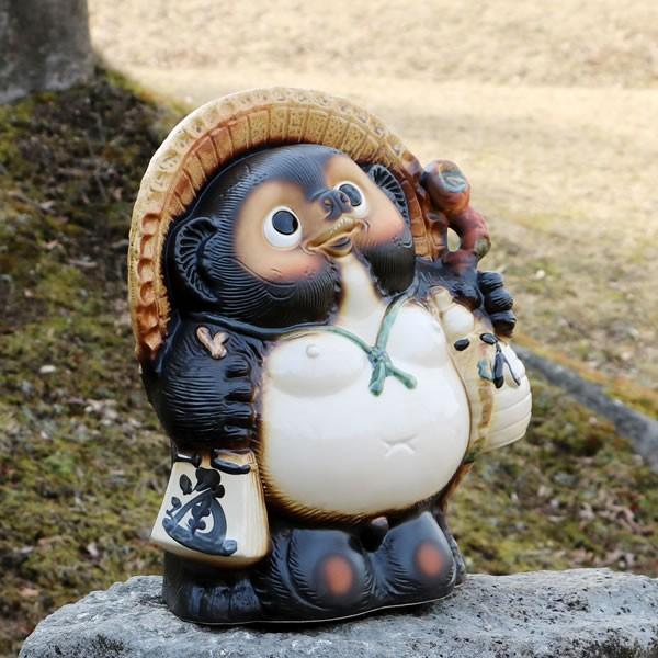 信楽焼 13号福々狸 たぬき タヌキ 狸 開運 縁起物 可愛い 陶器 商売