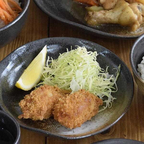 爆買和食器 中皿 17cm 黒備前 片口櫛目取り皿 お皿 備前風 和風 食器