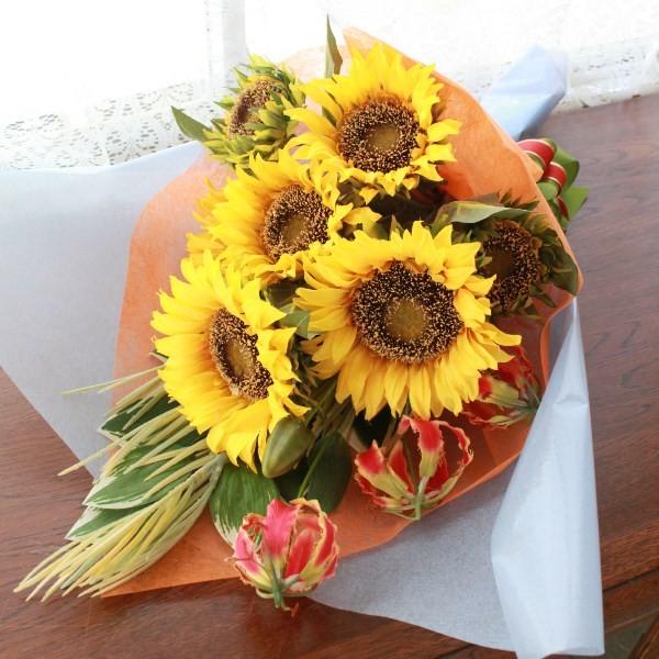 造花 夏のひまわりの花束 シルクフラワー CT触媒 アレンジ インテリア
