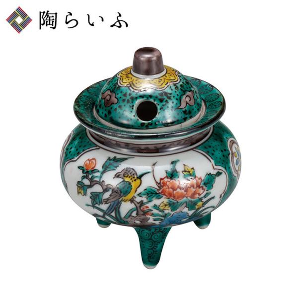 九谷焼 3号豆香炉 青九谷花鳥 仏具 床の間 香炉 人気 ギフト 新築祝い