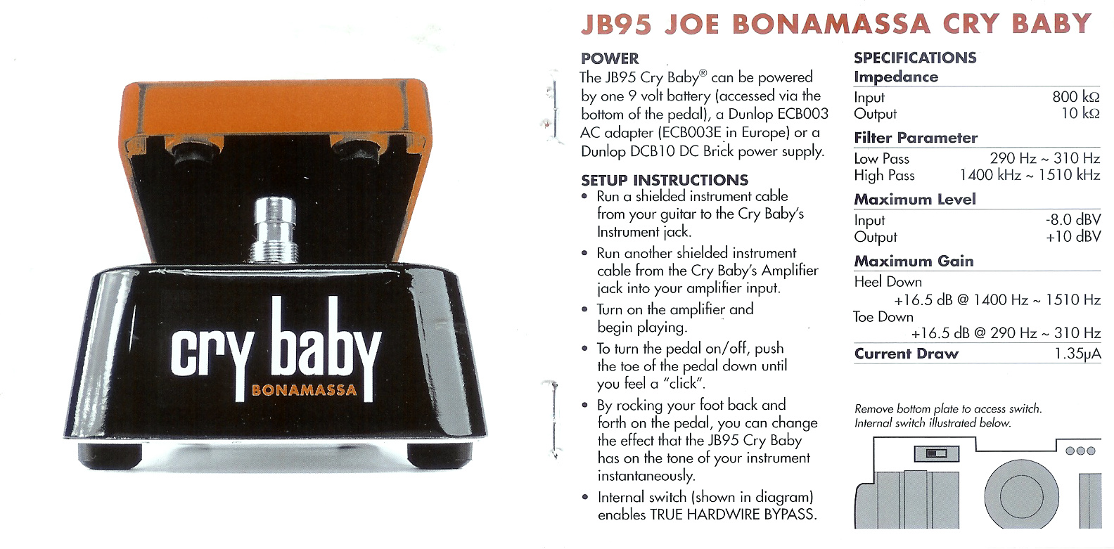 JIM DUNLOP Joe Bonamassa Cry Baby ジャンク Jim Dunlop Joe Bonamassa Cry Baby Wah Pedal - Andertons Music Co.