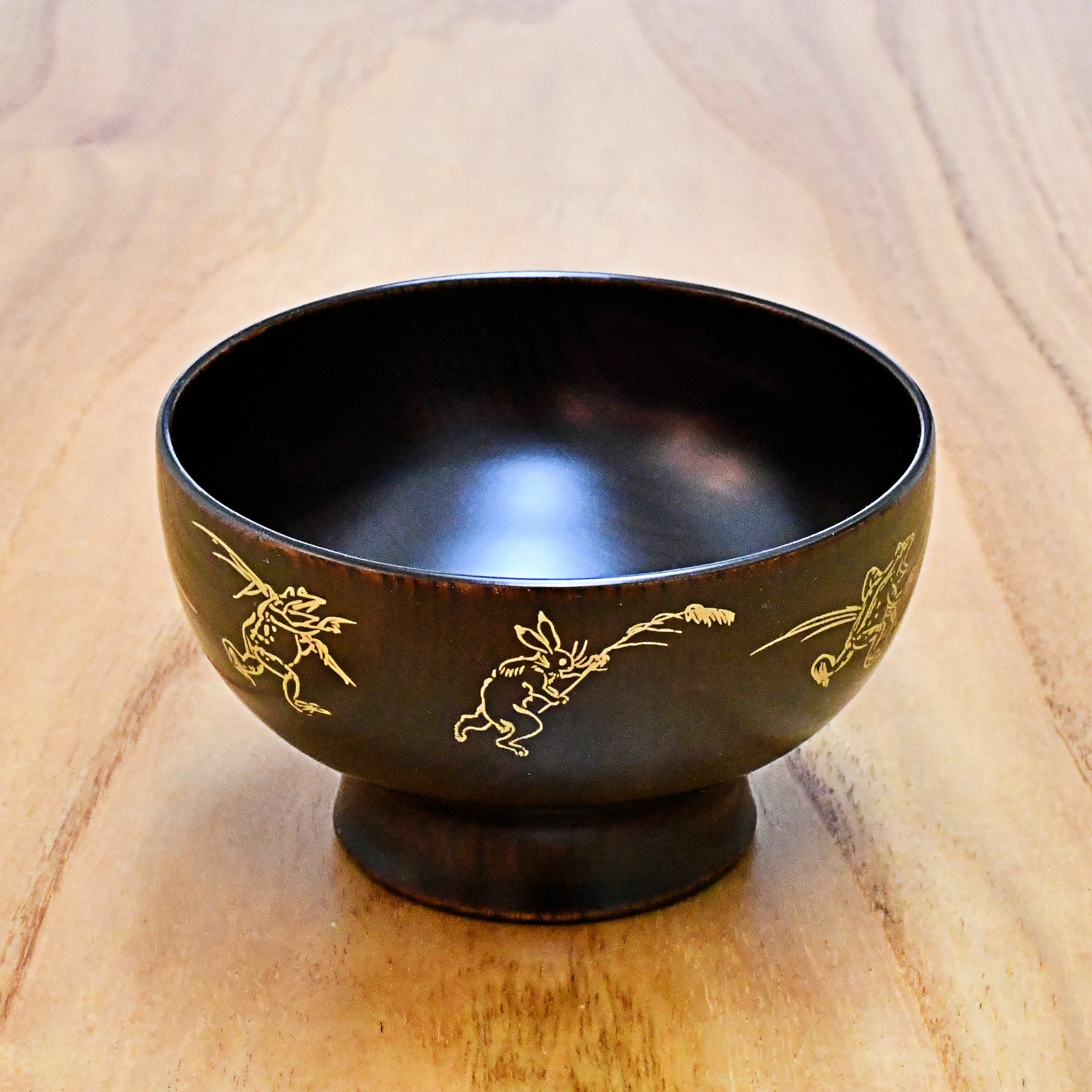 越前漆器 お椀 | 直右ヱ門 鳥獣戯画 | 内黒 | 土直