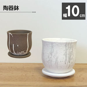 陶器鉢 3.5号 デザイン陶器 セラミック ソーサー付 選べるカラー