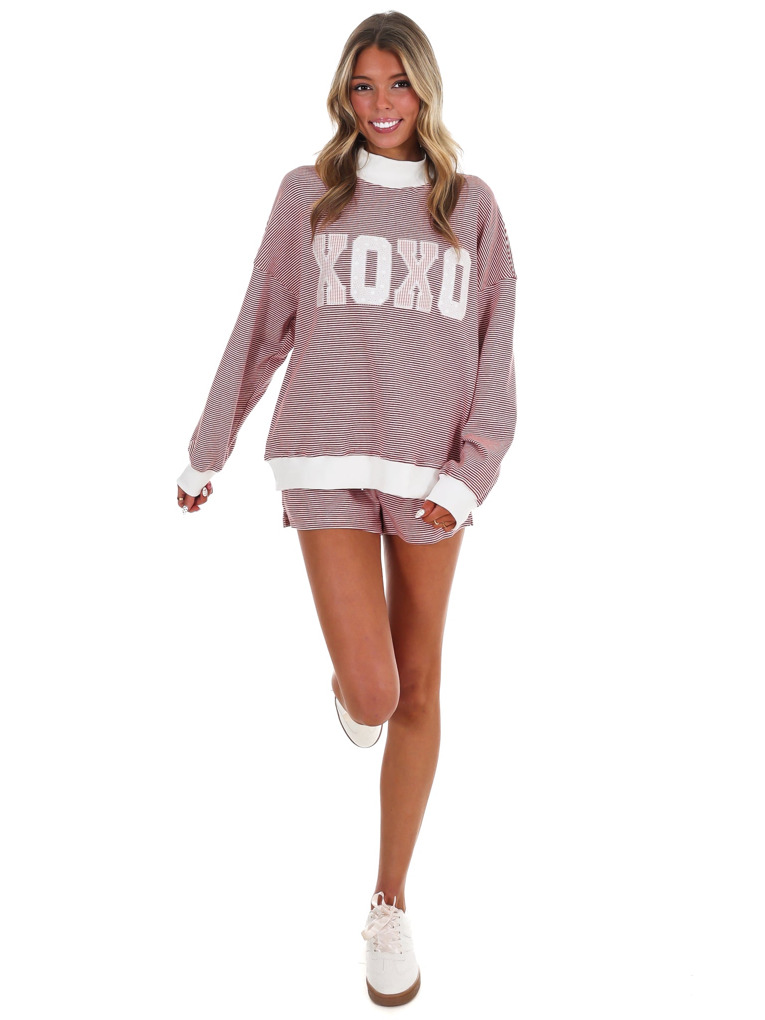 XOXO Stripe Mock Neck Sweatshirt – Josie's Boutique