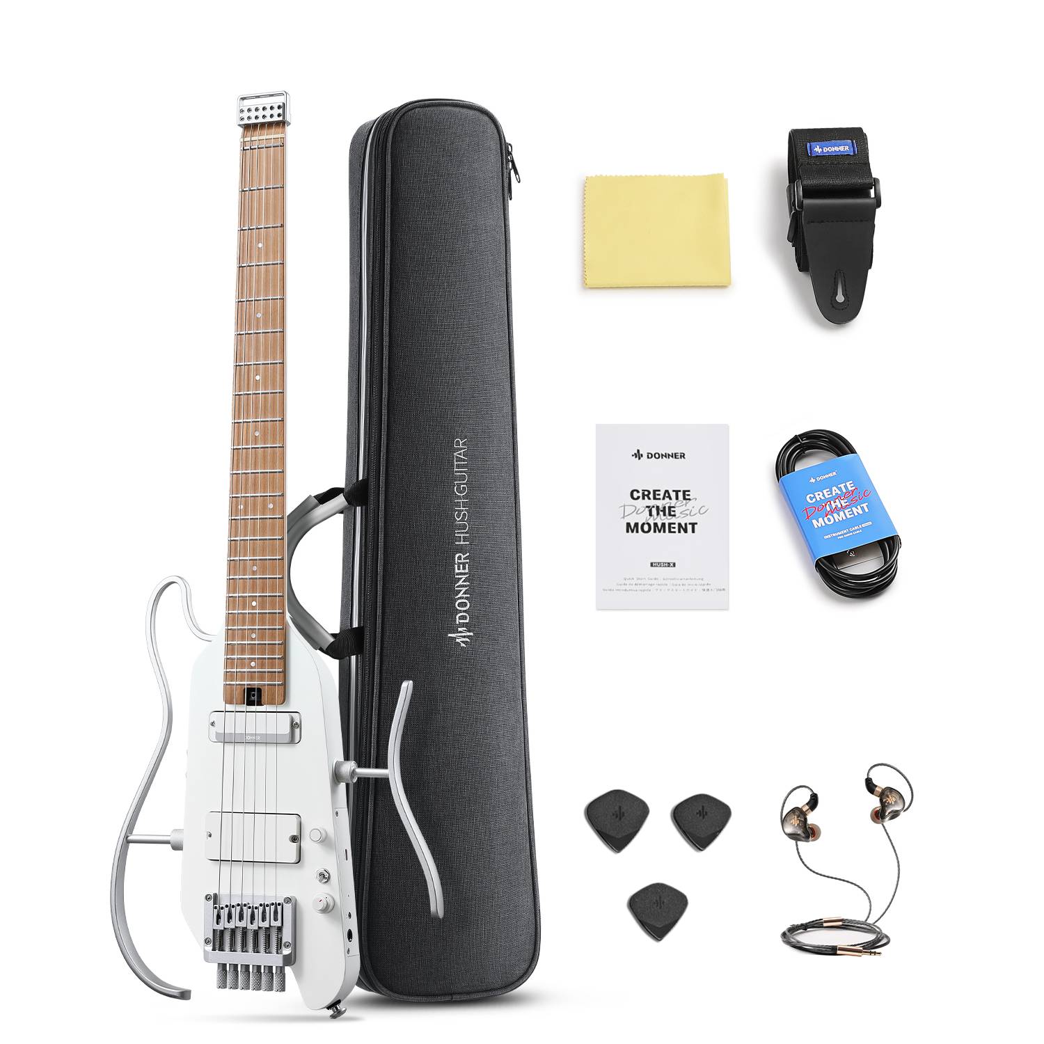 HUSH-X PRO スマート ヘッドレス トラベルギター 多彩プリセット Donner
