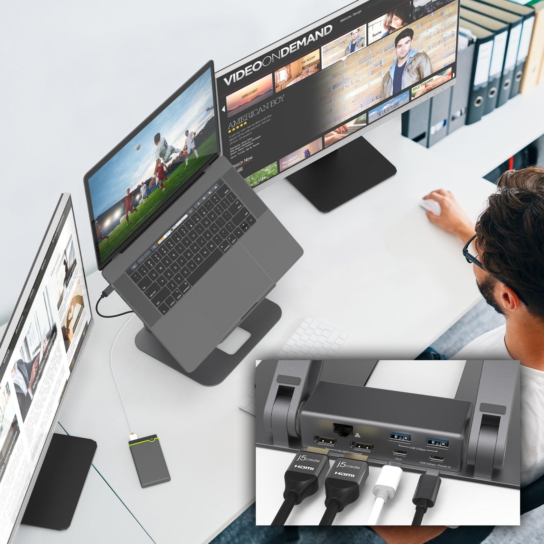 JTS427 Multi-Angle Dual HDMI Docking Stand（ドッキングステーション