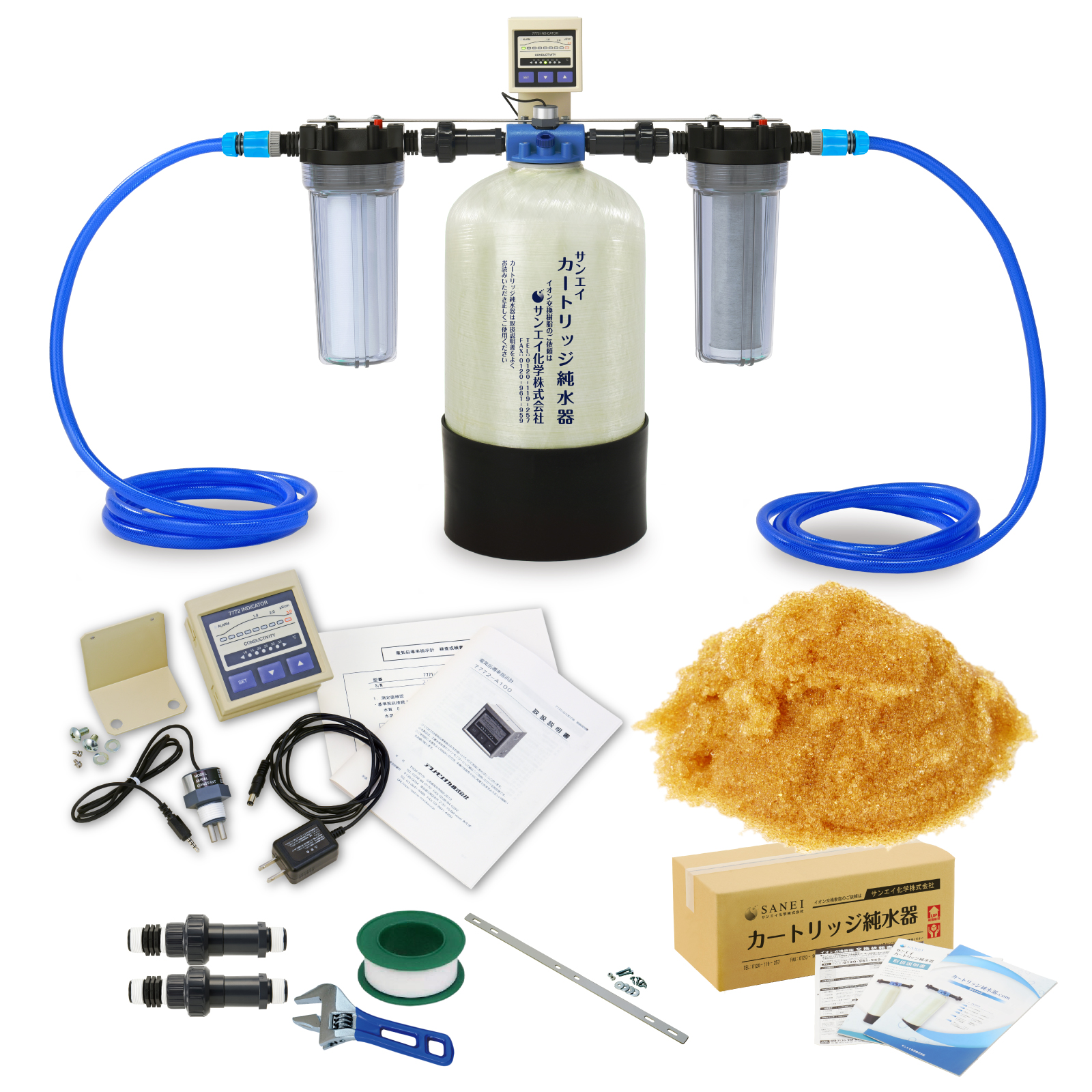 サンエイ化学 カートリッジ純水器 15L プロタイプ フィルター＋ホース