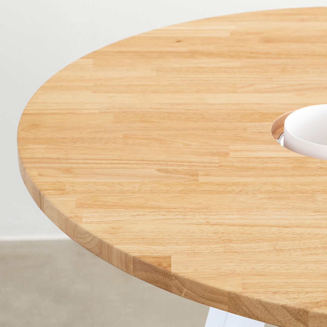 THE CAFE TABLE / ラバーウッド White Steel 4pin × ラウンド φ81