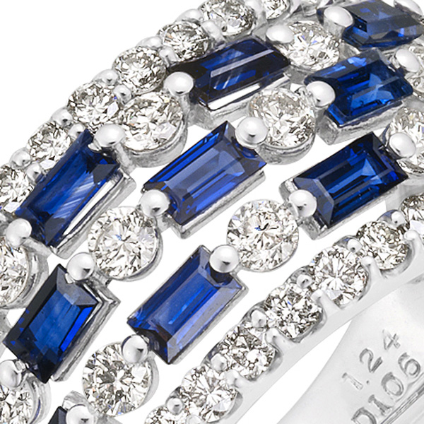 プラチナ サファイア ダイヤモンド リング （S1.24ct D1.06ct）｜真珠