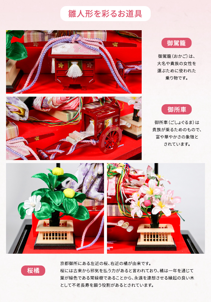 雛人形 御駕篭/御所車 D) 雛人形 コンパクト ケース飾り おしゃれ