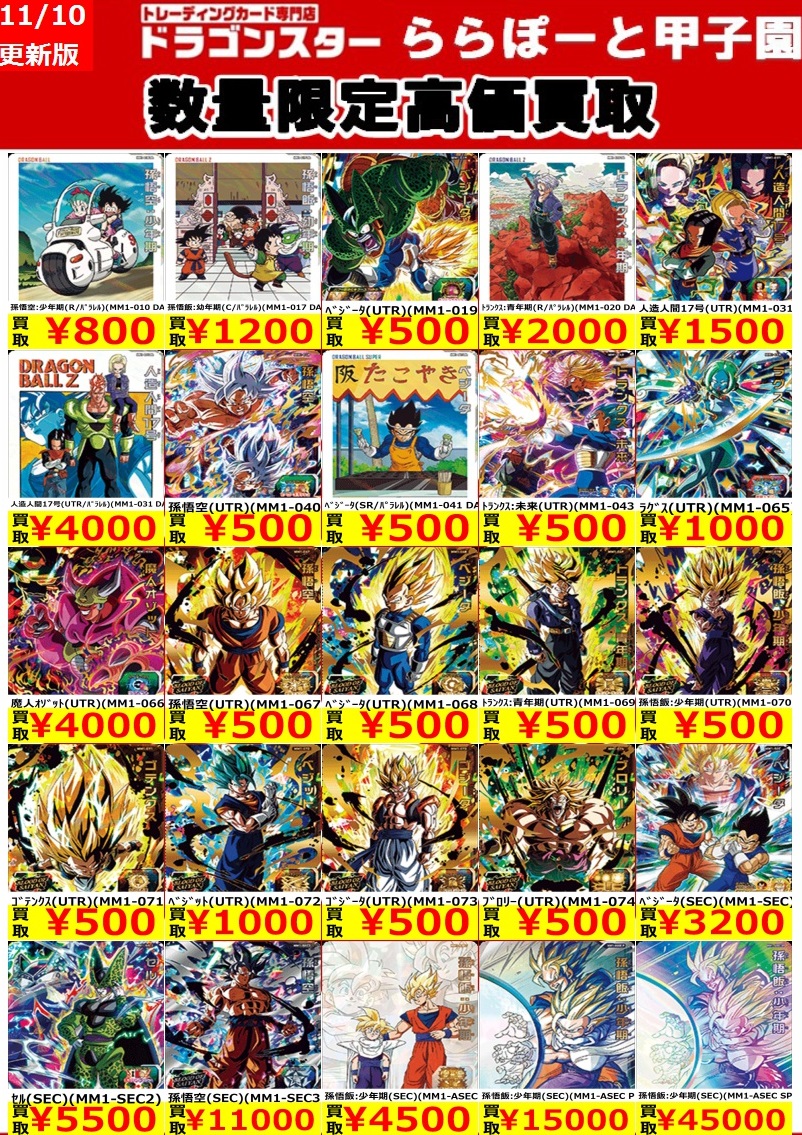 SDBH MM1弾 発売7日目の販売・買取相場(店頭&ネット)『13th