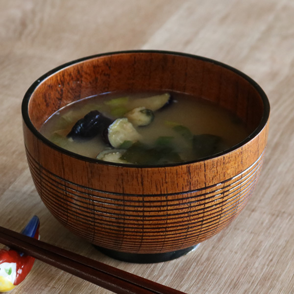 汁椀 木製 500ml 大 千筋大盛椀 漆 天然木 食器 （ 大きめ お椀 椀