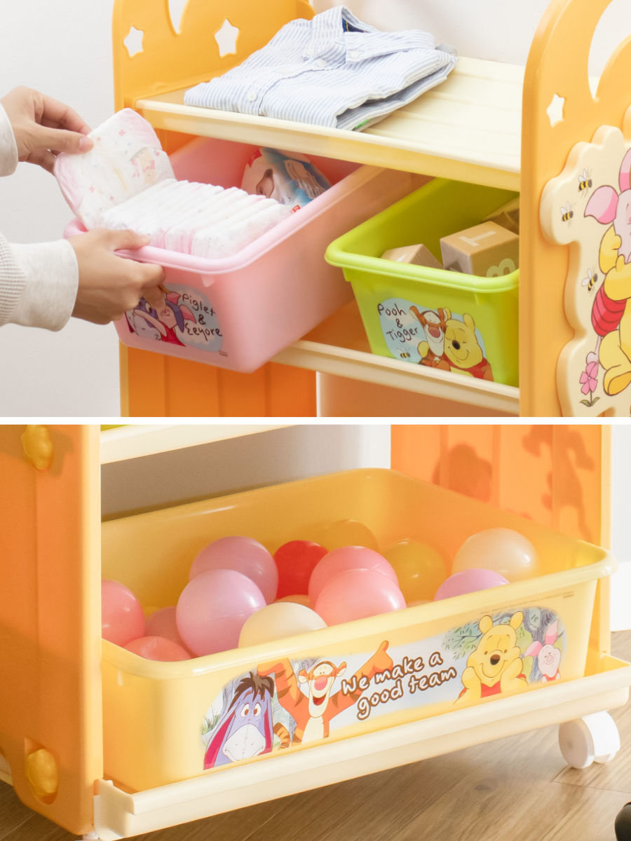 おもちゃ 収納ラック 3段 くまのプーさん トイステーション （ 収納 棚