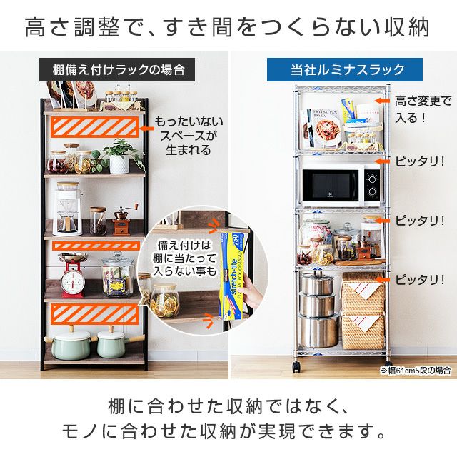 スチールラック 幅60cm 5段 ルミナススリム スチールラック 幅61×奥行