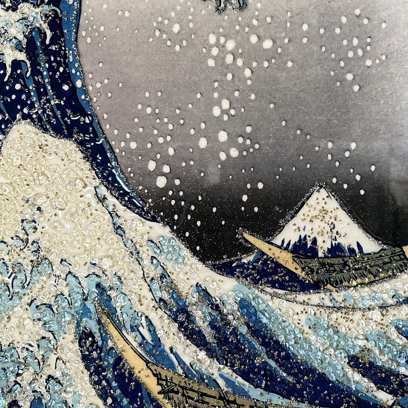 水晶パネル アートパネル 60×80cm 富嶽三十六景 風景 金フレーム付き