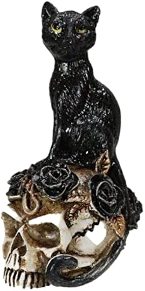 Amazon.co.jp: Ebros 猫 魔女の時間 魔術 黒猫 神秘的な猫 頭蓋骨に