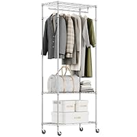Amazon｜IZEUK ハンガーラック 3段 収納棚 ハンガーパイプ1本 多機能