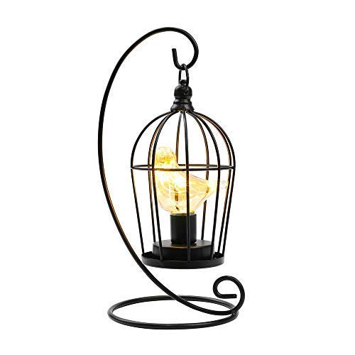 Amazon.co.jp : JHY DESIGNテーブルランプ31cm鳥かごランタン黒い電池