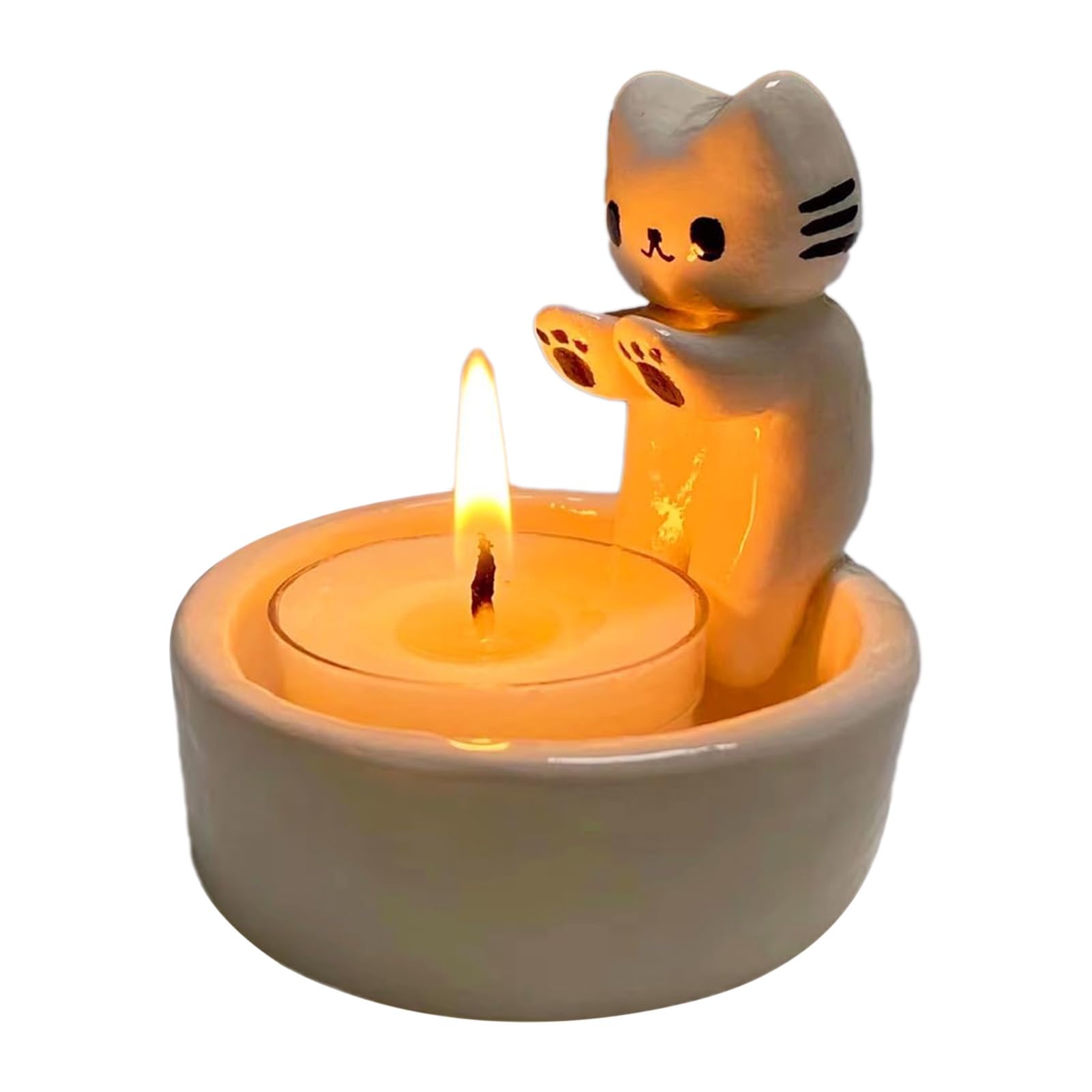 Amazon.co.jp: 猫キャンドルホルダー、愛らしい猫の燭台、猫の足を